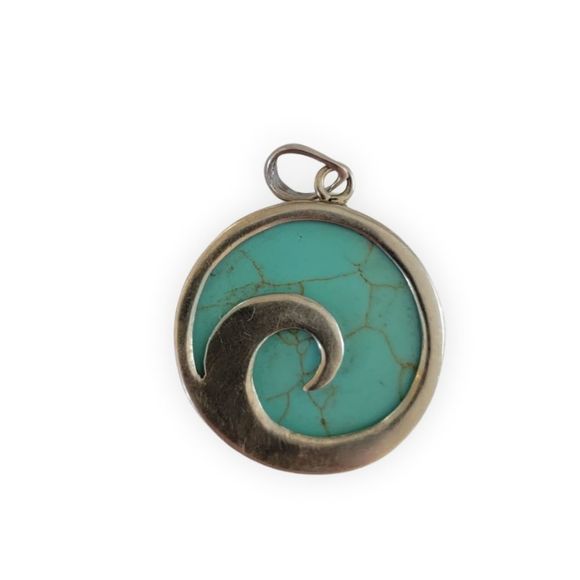 New 925 Sterling Silver Turquoise Pendant statement necklace - Picture 2 of 2